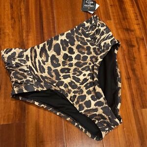 Bar III Bikini Bottom Swim High Waist Beach Cheetah Animal Print New NWT Size XS